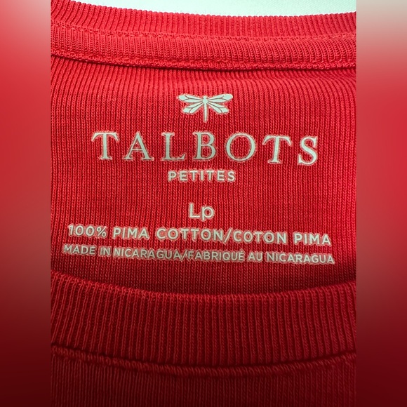 Talbots Petites Classic Red Long Sleeve Tee - Picture 2 of 6